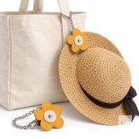 NEW KINIVA 2 Pack Flower Hat Clips, Yellow PU Leather with Chain, Decorative Cap Retainers - X00487EURV