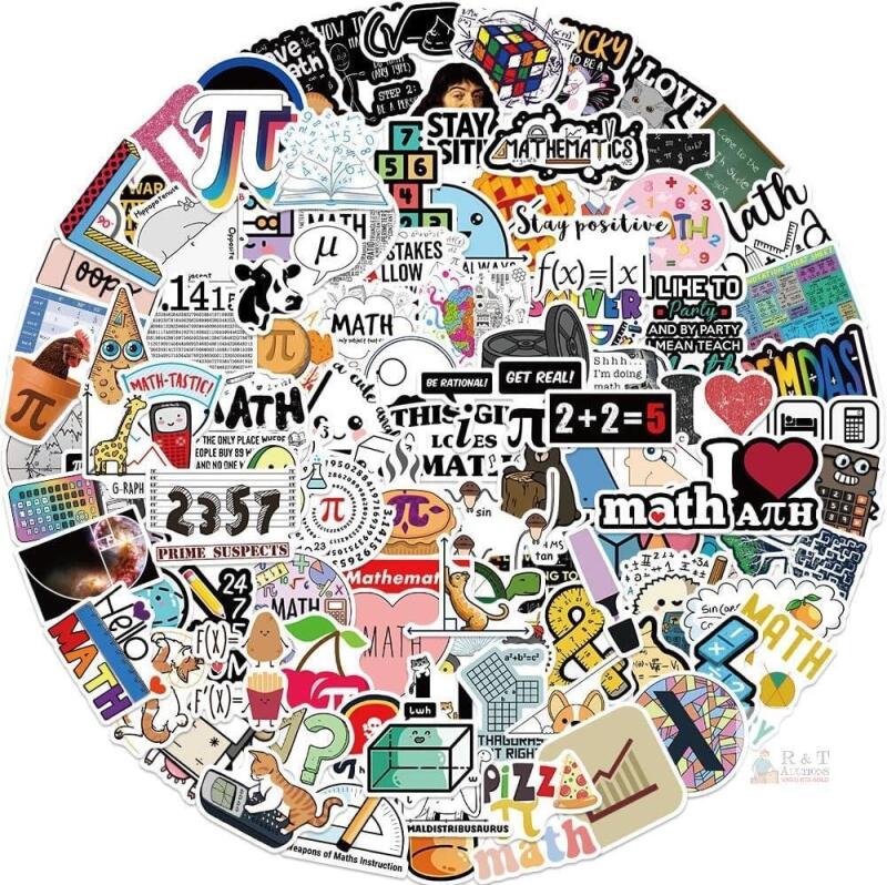 New Math Stickers 108 Pcs Waterproof Funny Mathematical Formula Sticker for Laptop Water Bottle Bumper Luggage Skateboard