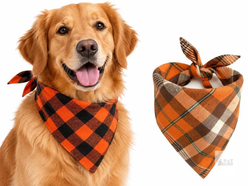 New Realeaf Fall Halloween Dog Bandanas 2 Pack, Size L