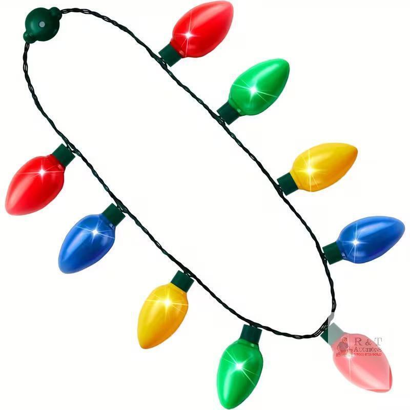 New SYNCFUN 1 Pack Christmas Necklace LED Light Up Necklace 9 Bulbs 6 Modes LED Holiday Costume Additions for Christmas Xmas Party Favor Party Supply,