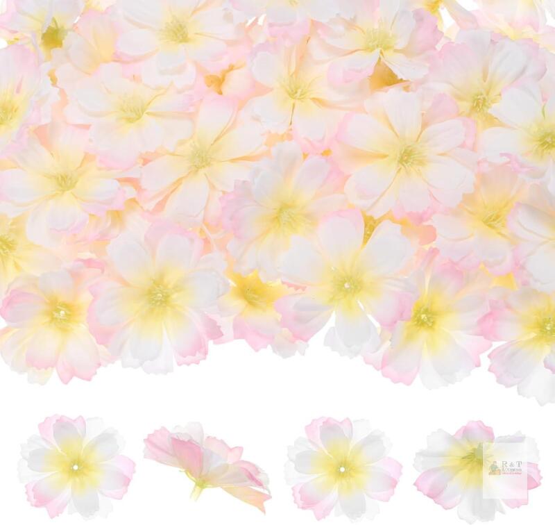 Neew Retail $50+ 100-Pack Artificial Flower Heads, Silk Fake Plum Blossom Head