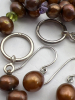 925 Sterling Toggle Necklace Bracelet Earring Chocolate Pearl Toggle - 6