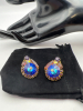 Givre Blue Green Rhinestone Earrings Weiss styled - 6