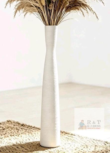 NEW 20-Inch White Ceramic Floor Vase &ndash; Minimalist Design, Ideal for Pampas Grass