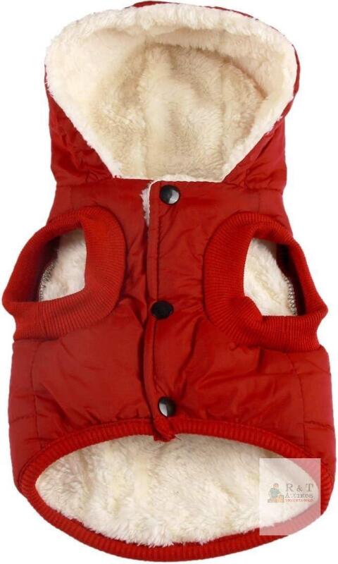 New Size Small Vecomfy Fleece Lining Extra Warm Dog Hoodie in Winter for Small Dogs Jacket Puppy Coats with Hooded,Red