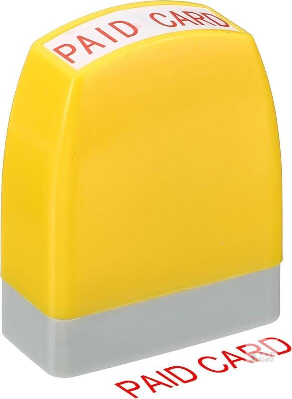 New Paid Card Time Notice Stamp Self Inking, Red Ink Office Stamps Pre Inked Message Stamp Refillable Business Stamp, Yellow