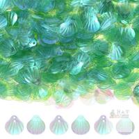 New 1200-Pack Seashell Sequins, Shell Shape Loose Sequins with 2 Holes, Sea Shell Flakes [Green]