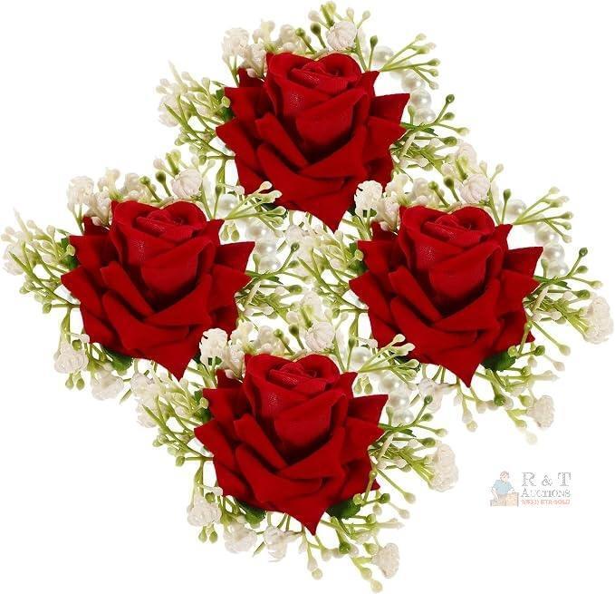 New 4pcs Red Silk Wrist Corsage Bracelet with Ribbon for Bridesmaid