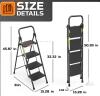 4-Step Foldable Step Stool with Anti-Slip Pedal & Cushioned Handle, Ladder for Adults, 330 lb Capacity, for Kitchen, Black - 2