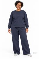 New Size Med Women&rsquo;s Navy Blue 2-Piece Set &ndash; Crewneck Top & Wide-Leg Pants