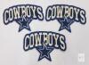 NEW Embroidered Cowboys Star Patch Set &ndash; 3 Pieces, Navy Blue & White, Approx. 3.5" x 2"