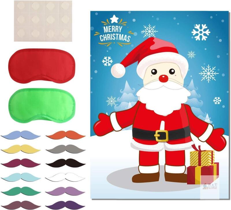 New TUPARKA Pin the Beard on the Santa Claus Christmas Party Games with 24 Mustache :) Stickers