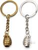 New Grenade Keychain Set, 2 Miniature Charms in Silver and Bronze Tones