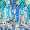 New 6 Jellyfish Paper Lanterns in Three Blue Shades with 100 Clear Balloons &mdash; Under the Sea Party D&eacute;cor Set