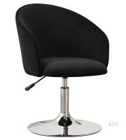 NEW Black Swivel Accent Chair, Height Adjustable, Chrome Pedestal Base, Velvet Upholstery
