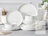 NEW MALACASA Luna 24-Piece Porcelain Dinnerware Set, Service for 6, Ivory White with Black Trim