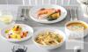 NEW MALACASA Luna 24-Piece Porcelain Dinnerware Set, Service for 6, Ivory White with Black Trim - 2