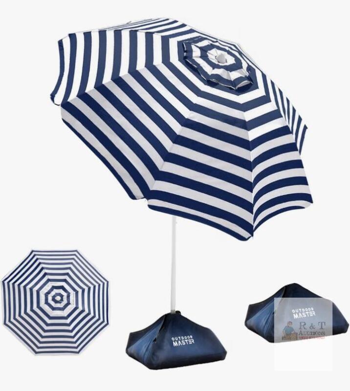 NEW OutdoorMaster 7.2ft Beach Umbrella with Sandbag Anchor, UPF 50+, Adjustable Tilt, Portable