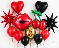 New 15 Pcs Red and Black Birthday Decorations,