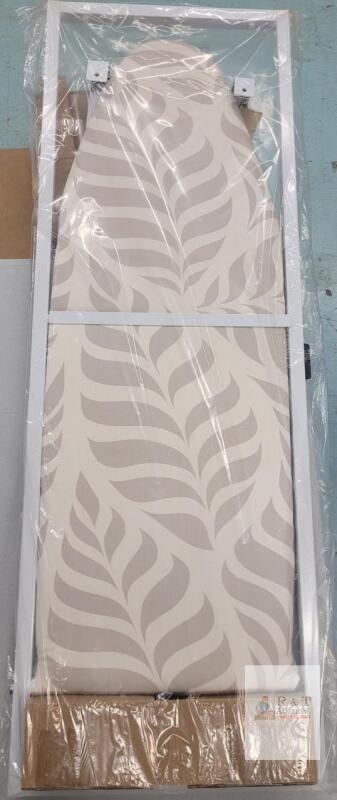 NEW Wall-Mounted Folding Ironing Board, 38"x12", White Frame, Leaf Pattern Cover, Iron Rest
