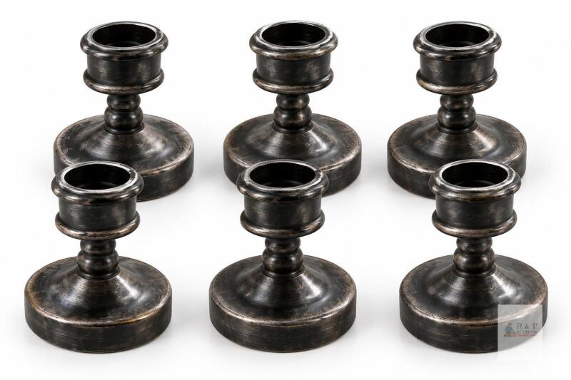 New Set of 6 Black Taper Candle Holders &mdash; 2.8" Tall