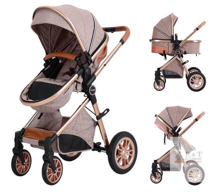 NEW Cochildor DuraFlex 2-in-1 Foldable Stroller, Khaki, Aluminum Frame, UPF 50+ Canopy, Reversible Seat