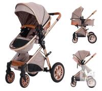 NEW Cochildor DuraFlex 2-in-1 Foldable Stroller, Khaki, Aluminum Frame, UPF 50+ Canopy, Reversible Seat