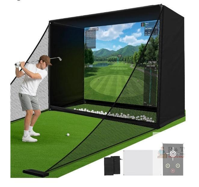 NEW GYMMALL 10 x 8 Golf Simulator Enclosure with Impact Screen, Shank Net, and Target Cloth