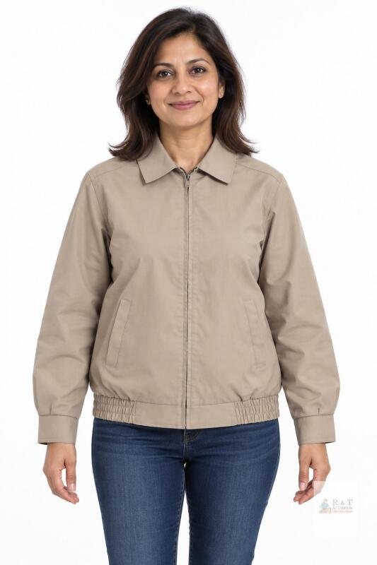 new Chiguomaoyi F-S06 Women's Oversized Beige Jacket, Size S, Zipper Closure, Two Side Pockets