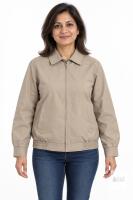 new Chiguomaoyi F-S06 Women's Oversized Beige Jacket, Size S, Zipper Closure, Two Side Pockets