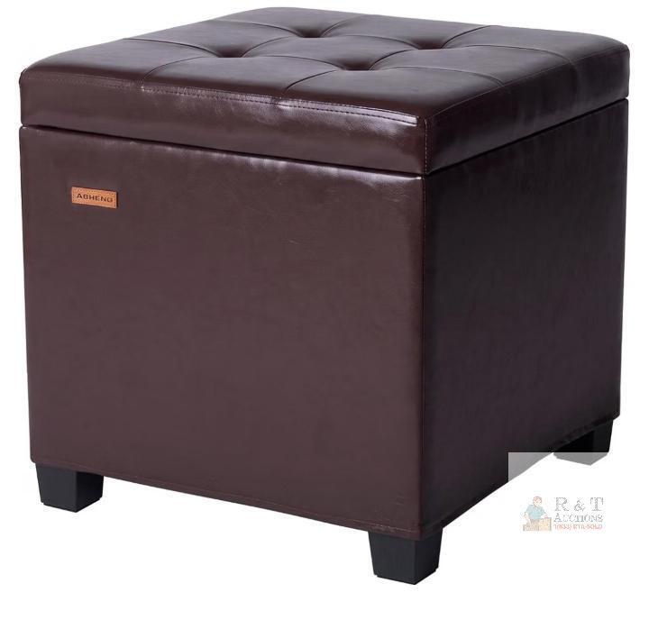 NEW ABHENG CASND63R Square Storage Ottoman, 17.7" x 17.7" x 17.7", 660 lbs Capacity, 48L Storage
