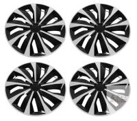 NEW 17" Black/Silver Full Wheel Covers Set of 4, ABS Snap-On Hubcaps, Compatible with Ford Connect