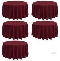 New - Five (5) 120" Round Burgundy Table Cloth