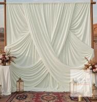 NEW Ivory Backdrop Curtain Set &ndash; 10 Panels, 5x10ft Each, Total 50x10ft, Wrinkle-Free Polyester