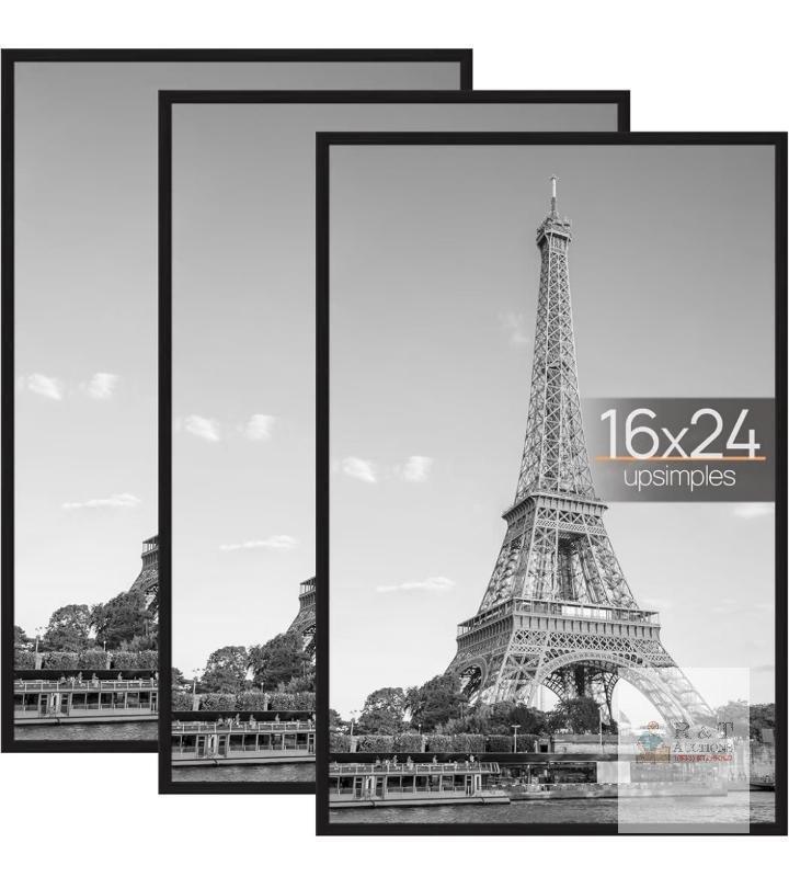 new upsimples 16x24 Black Picture Frames, 3-Pack, Lightweight and Scratch-Proof
