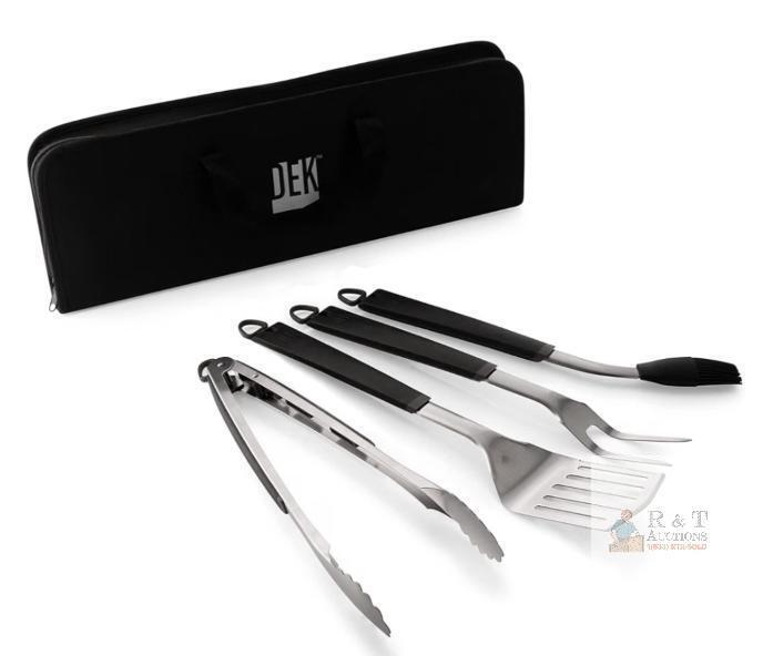NEW DEK FT-2194 4-Piece Stainless Steel BBQ Tool Set with Carry Case