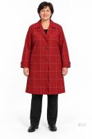 New Women&rsquo;s Red Windowpane Button-Front Coat &ndash; Size XXL