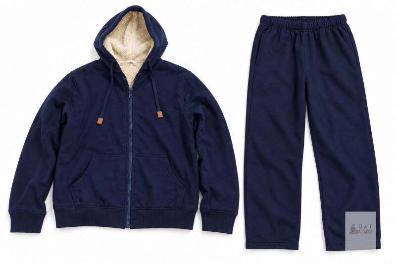 NEW Children's Size 6 Navy Blue Hoodie and Sweatpants Set with Faux Shearling-Lined Hood