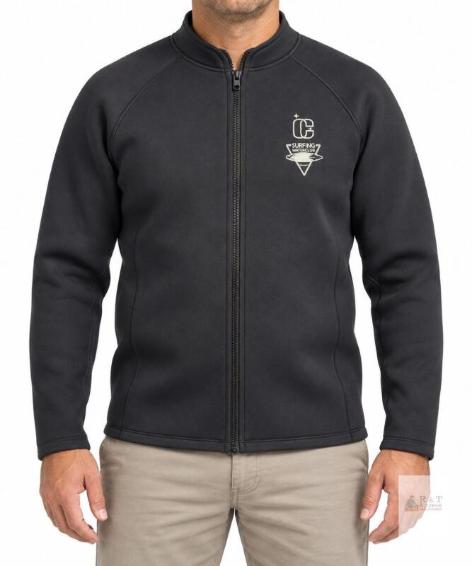 NEW CG Surfing Waterclub Neoprene Surf Jacket XL, 2mm, Black, Front Zip, Unisex,