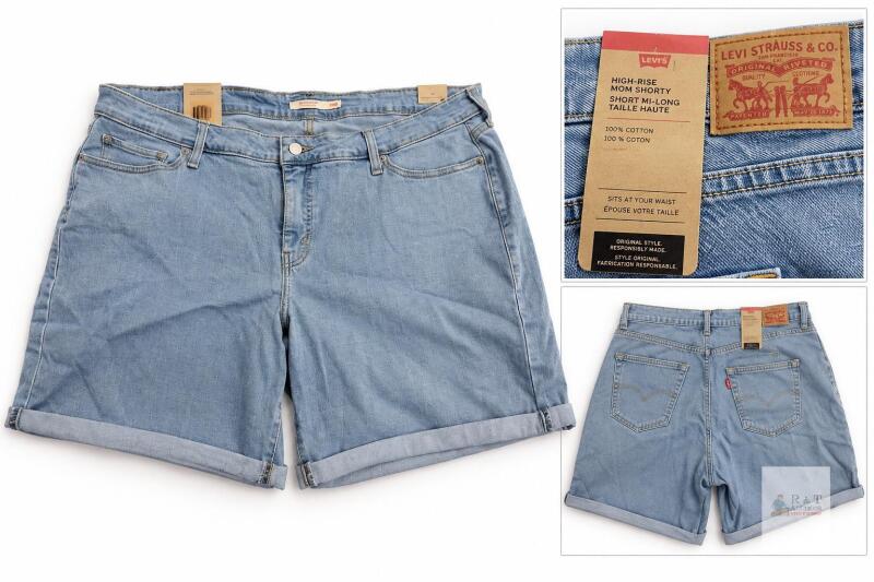 new Levi's Women's Mid-Length Denim Shorts, Size 22W, Light Blue, Hypersoft ECOVERO Fabric