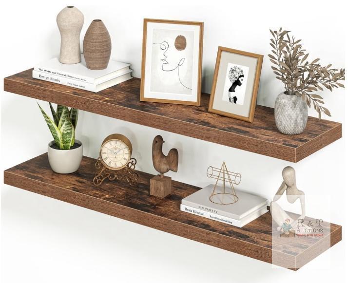 NEW Heimlove Y001 Floating Wall-Mounted Shelves, Set of 2, Rustic Brown, 39.4" x 9.3" x 1.5"