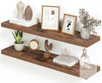 NEW Heimlove Y001 Floating Wall-Mounted Shelves, Set of 2, Rustic Brown, 39.4" x 9.3" x 1.5"