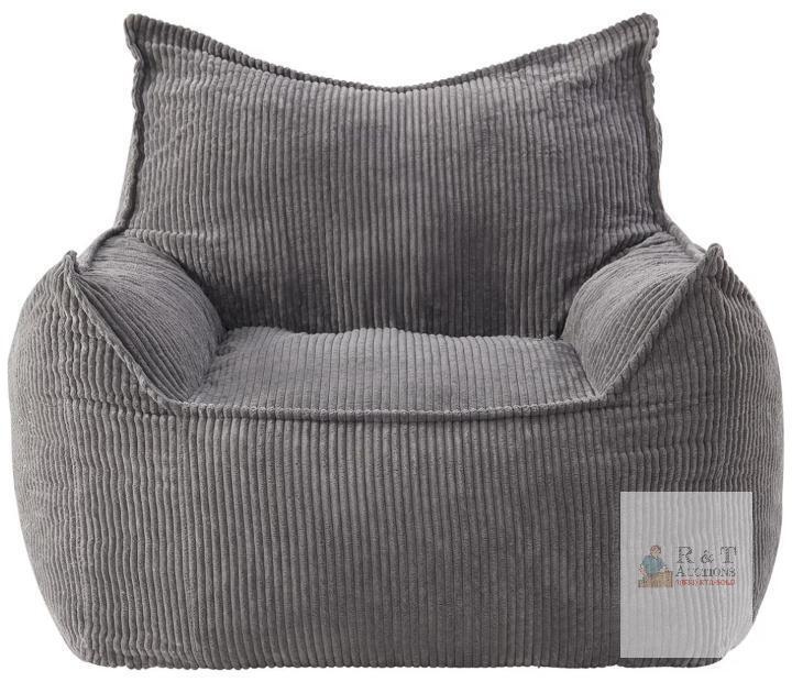 NEW EBENCHICO Giant Bean Bag Chair with Armrests, Grey Corduroy, 39.3"x35.4"x32.6"