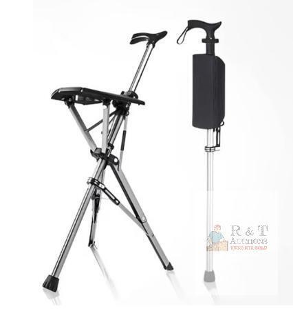 new Foldable Aluminum Walking Stick with Seat, Tripod Cane Chair, 220lb Capacity, 33.5 in Height