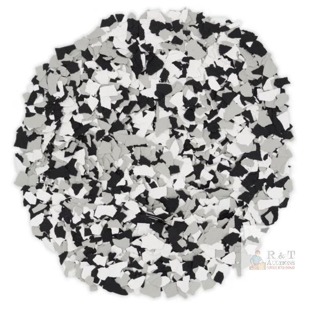 new Vetta Coatings Domino FB-411 Floor Flakes 1/4" Vinyl 10 lbs Black/White/Gray (Lot 260616)