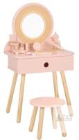 NEW OOOK BCOK017 Kids Vanity Set, Pink Wood Makeup Table & Stool, Mirror