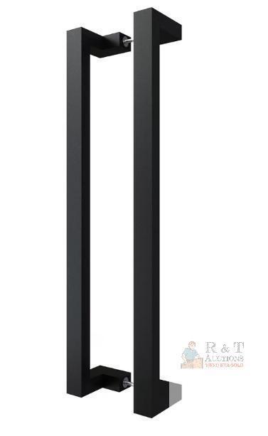 NEW BARNSMITH 24" Back-to-Back Commercial Door Handle, Matte Black, Modern Square, Stainless Steel