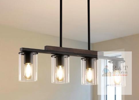 NEW Mecgirr 4-Light Linear Chandelier Pendant, Farmhouse/Modern Style, Adjustable Height