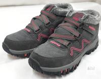 new Gray Faux Suede Faux Fur Winter Hiking Boots EU 39 US 8-8.5 Women&rsquo;s Lace-Up Velcro Ankle Trail