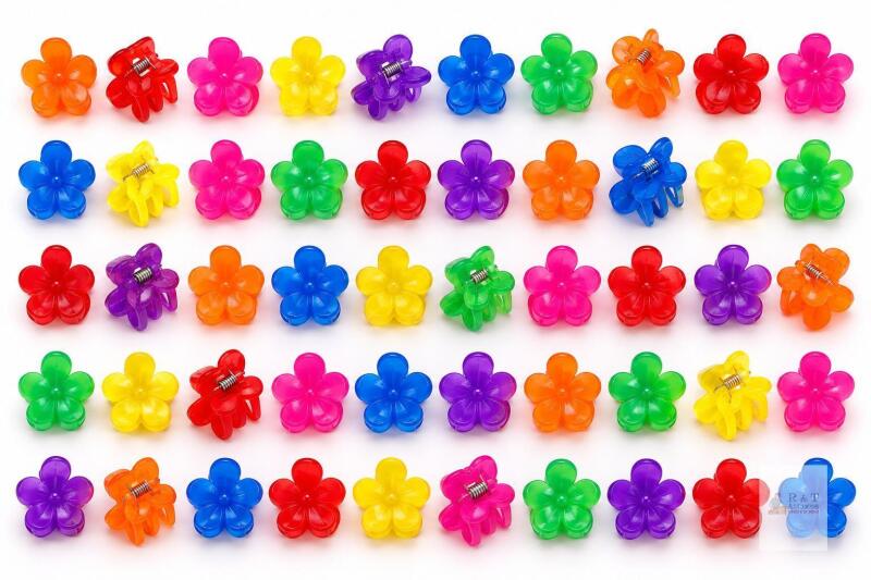 New 50 Bright-Coloured Mini Flower Claw Hair Clips